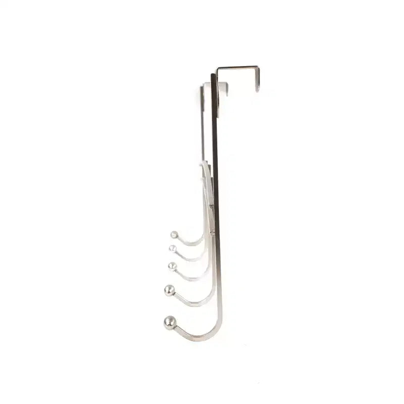 Porte-manteau 5 crochets en acier inoxydable à suspendre à la porte, argent