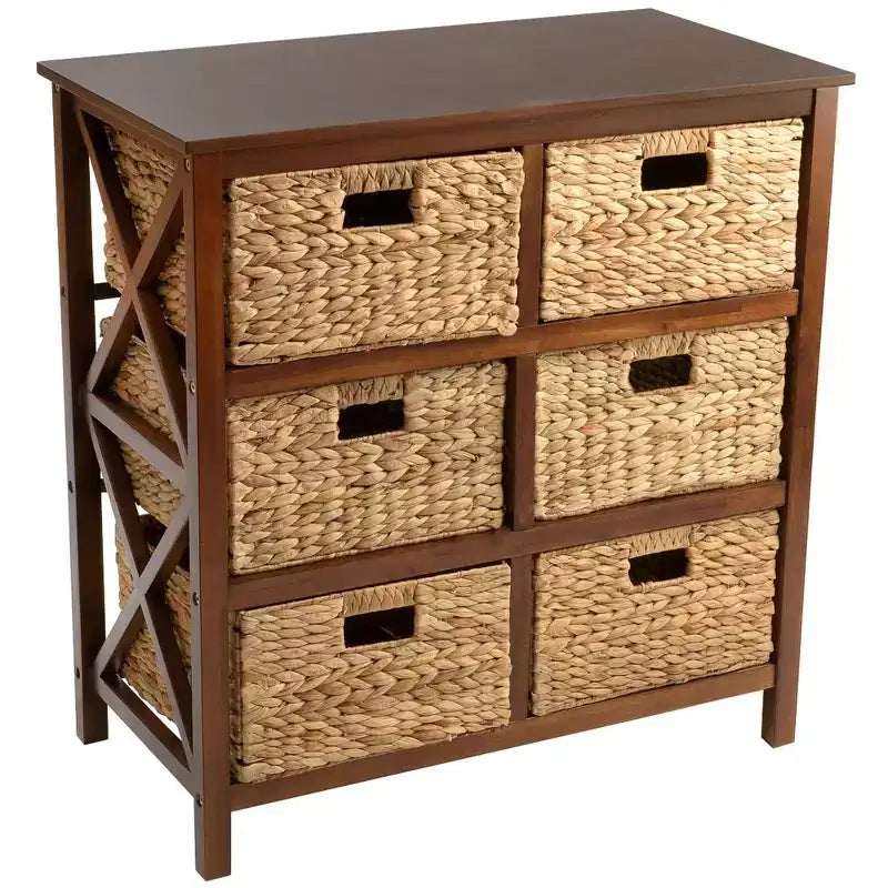 eHemco 3 tiroirs de rangement avec 6 paniers en jacinthe d'eau naturelle