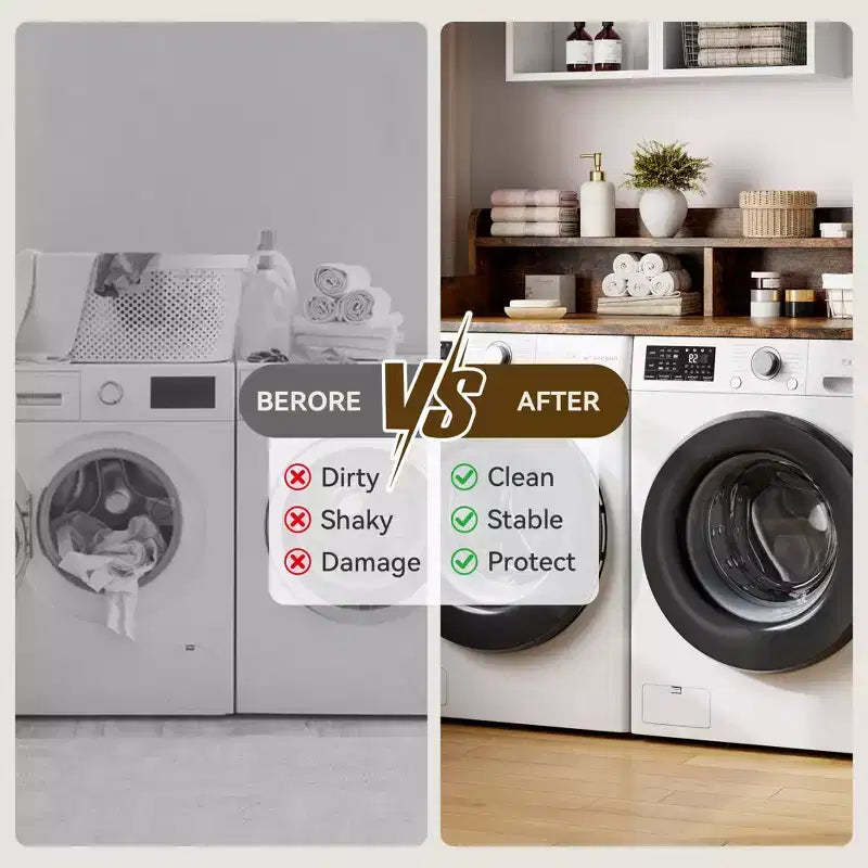 Comptoir de lave-linge et sèche-linge à 2 niveaux avec étagère ou tiroirs, couvercle de comptoir de buanderie avec coussin antidérapant, 54x27,5 - Dessus de lave-linge pour plier les vêtements