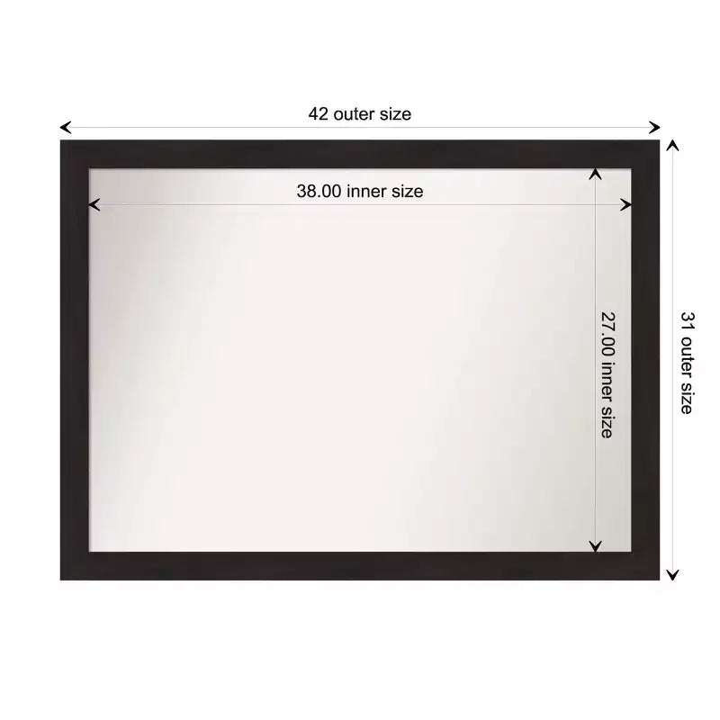 Miroir mural étroit expresso 42" x 31" sans biseau
