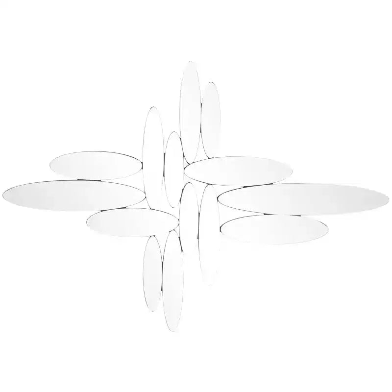 Miroir mural ovale abstrait en verre 28"x40" argenté