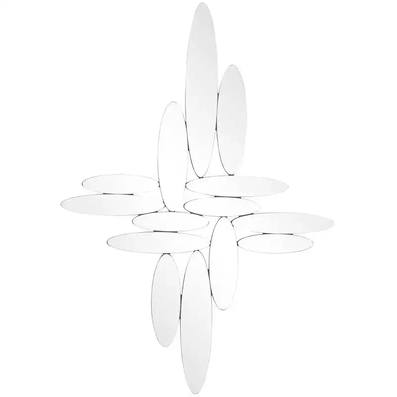 Miroir mural ovale abstrait en verre 28"x40" argenté