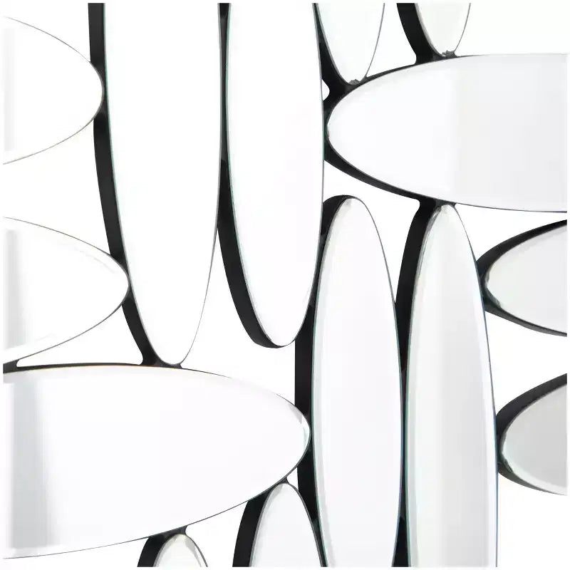 Miroir mural ovale abstrait en verre 28"x40" argenté