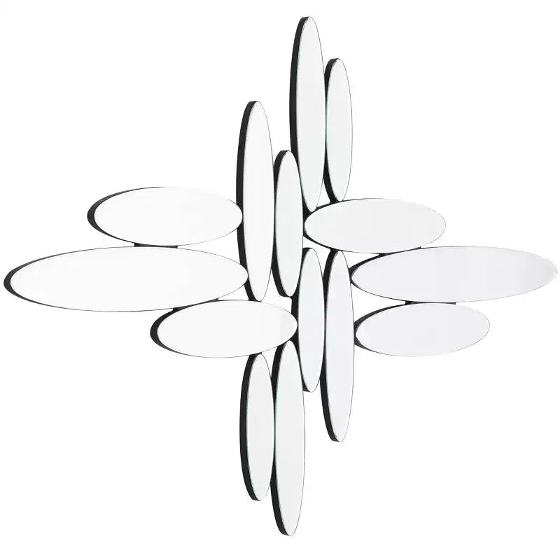Miroir mural ovale abstrait en verre 28"x40" argenté