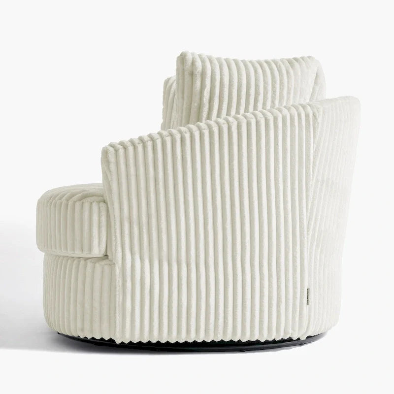 Lot de 2 fauteuils pivotants ronds surdimensionnés en velours côtelé moelleux de 43 po de large avec oreillers