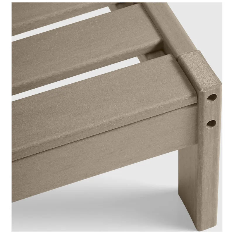 Fauteuil d'extérieur profond en PEHD toutes saisons effet bois vieilli avec accoudoir droit et coussins Polytrends Birchwood (1 pièce)