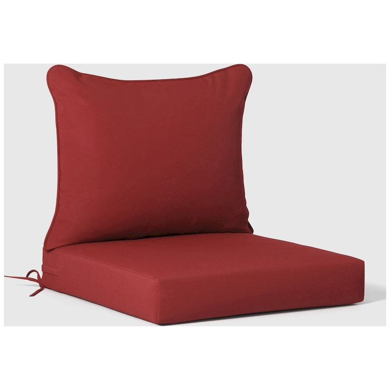 Fauteuil d'extérieur profond en PEHD toutes saisons effet bois vieilli avec accoudoir droit et coussins Polytrends Birchwood (1 pièce)