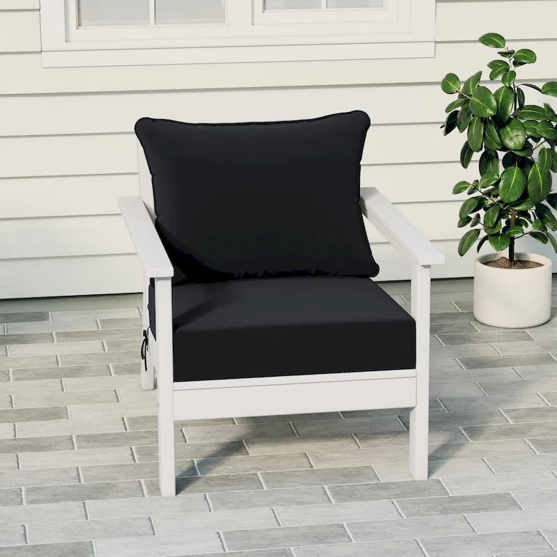 Polytrends Birchwood Fauteuil club d'extérieur profond toutes saisons en PEHD blanc avec coussins (1 pièce)