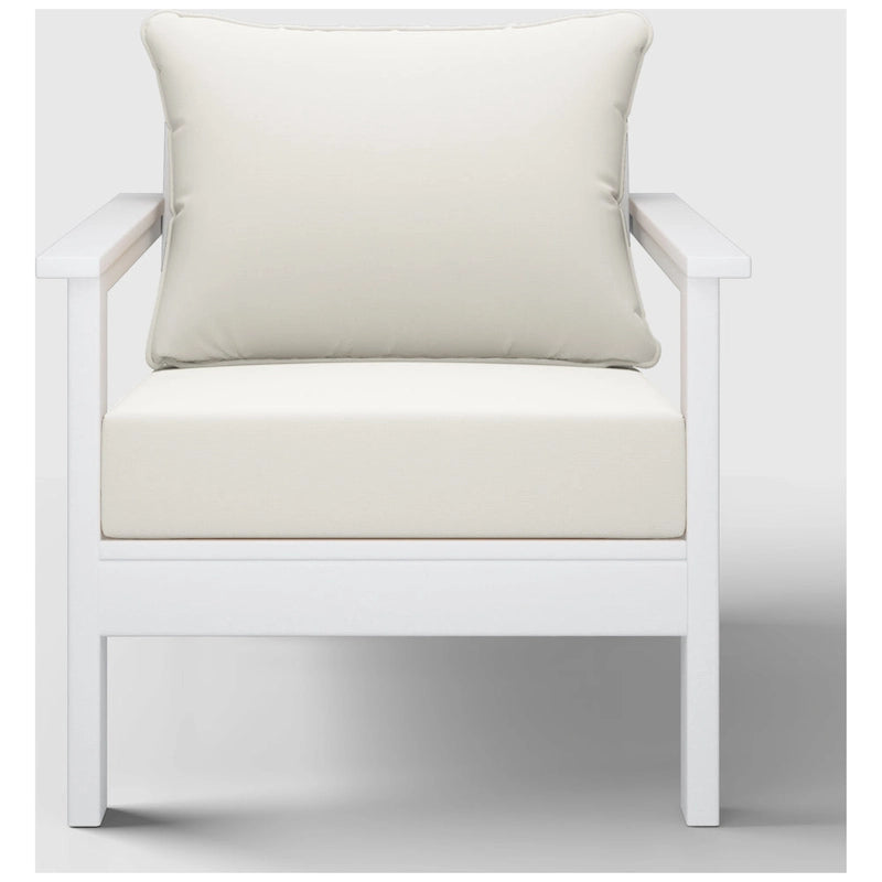Polytrends Birchwood Fauteuil club d'extérieur profond toutes saisons en PEHD blanc avec coussins (1 pièce)