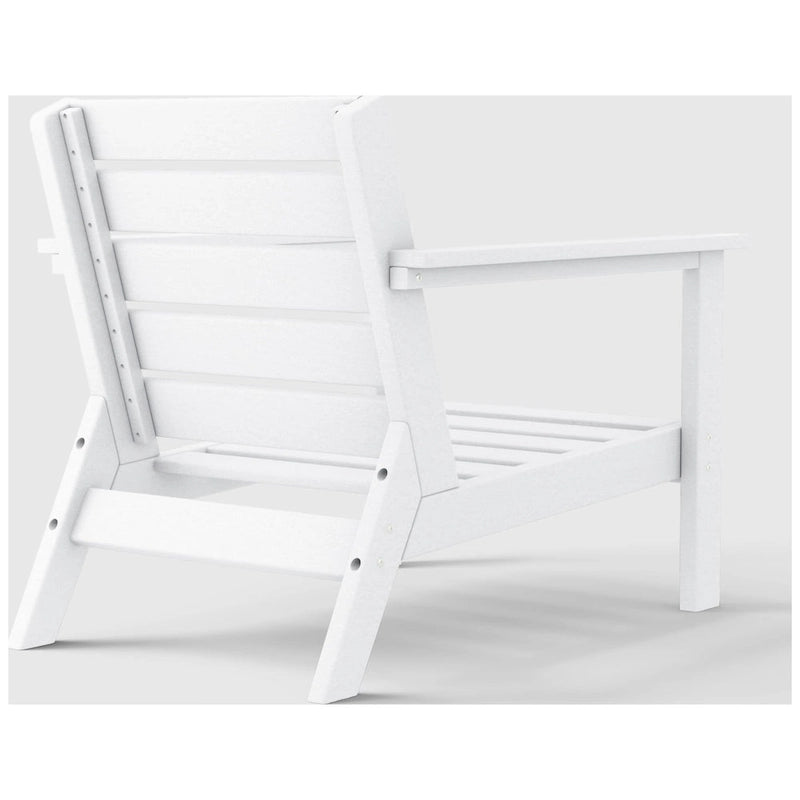 Polytrends Birchwood Fauteuil club d'extérieur profond toutes saisons en PEHD blanc avec coussins (1 pièce)