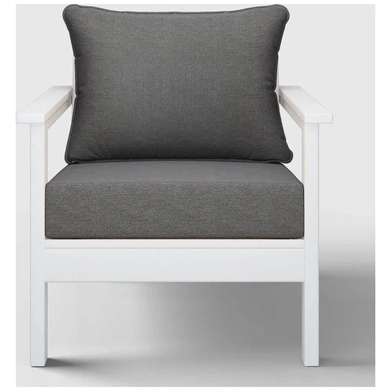 Polytrends Birchwood Fauteuil club d'extérieur profond toutes saisons en PEHD blanc avec coussins (1 pièce)