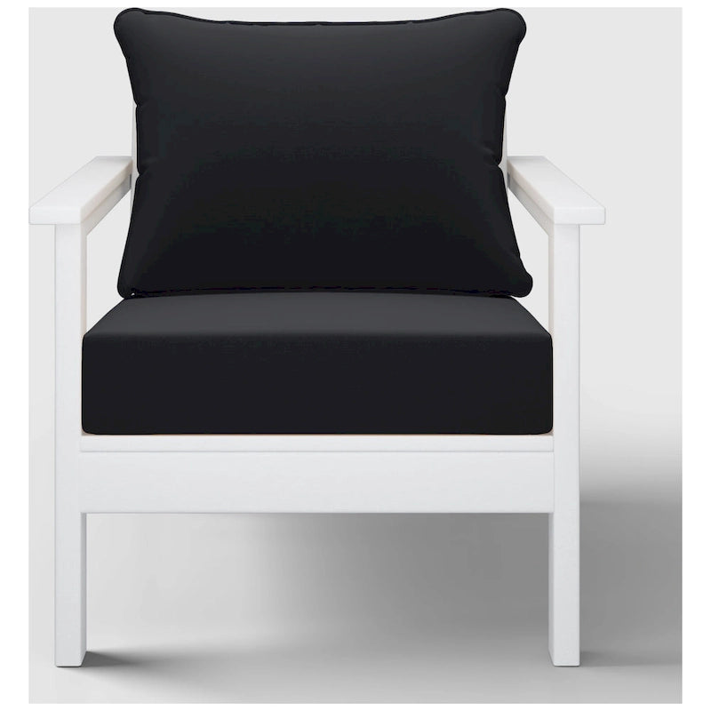 Polytrends Birchwood Fauteuil club d'extérieur profond toutes saisons en PEHD blanc avec coussins (1 pièce)