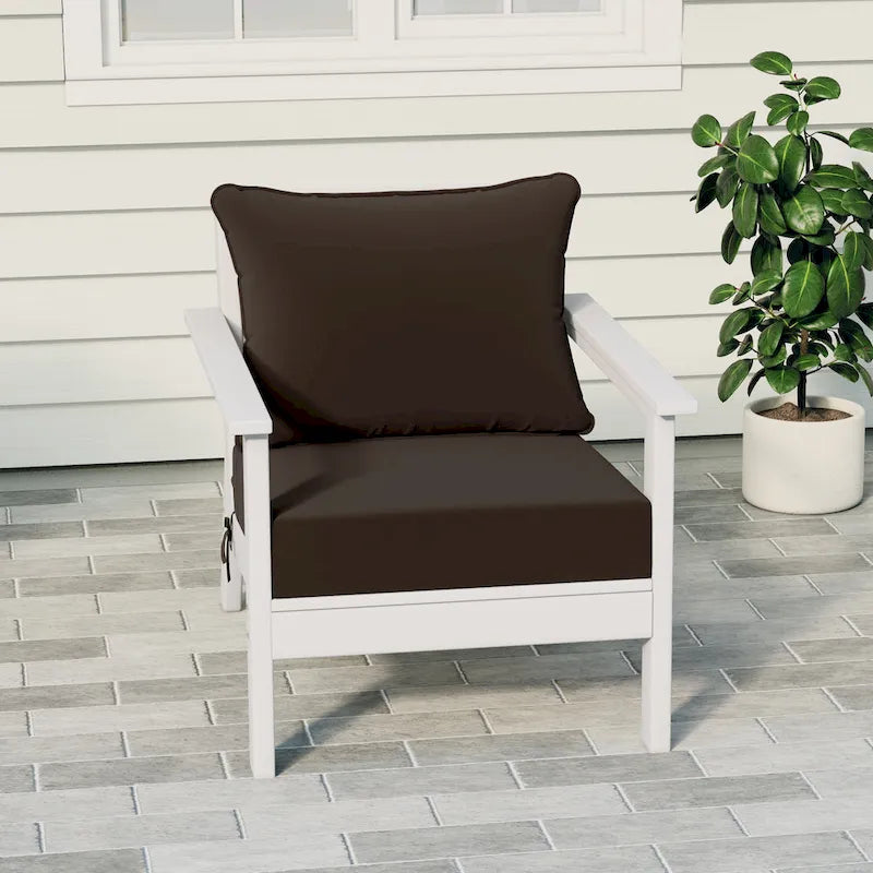 Polytrends Birchwood Fauteuil club d'extérieur profond toutes saisons en PEHD blanc avec coussins (1 pièce)