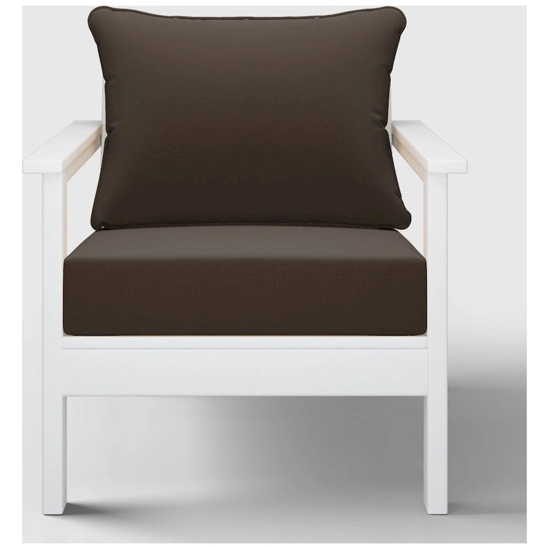 Polytrends Birchwood Fauteuil club d'extérieur profond toutes saisons en PEHD blanc avec coussins (1 pièce)