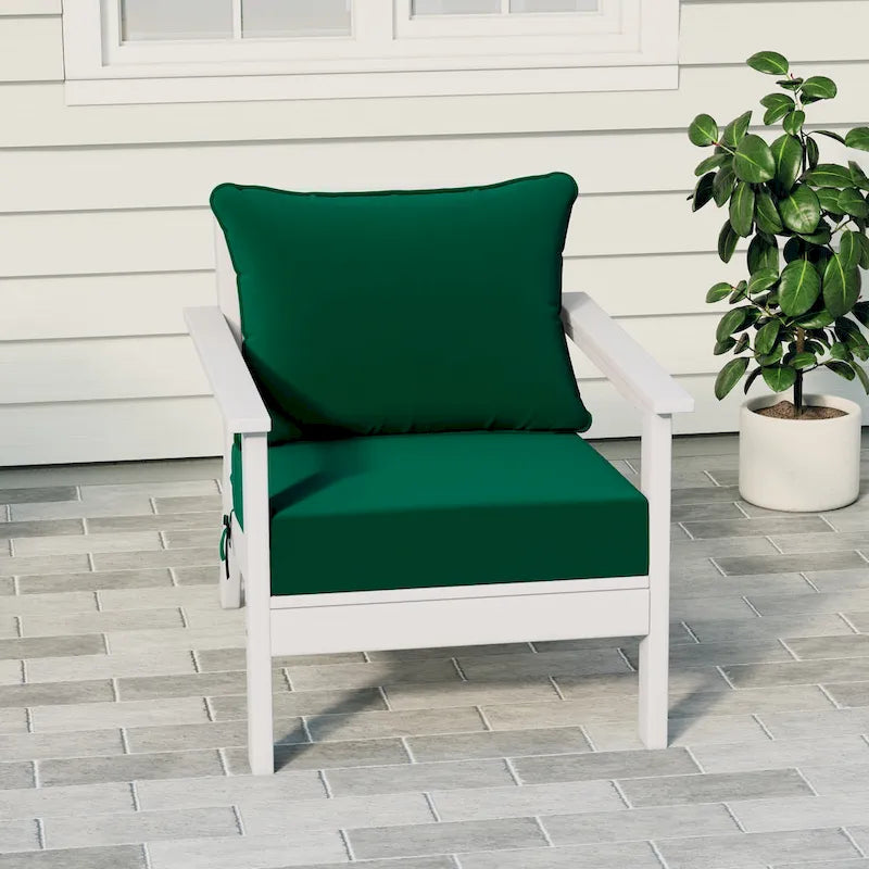 Polytrends Birchwood Fauteuil club d'extérieur profond toutes saisons en PEHD blanc avec coussins (1 pièce)