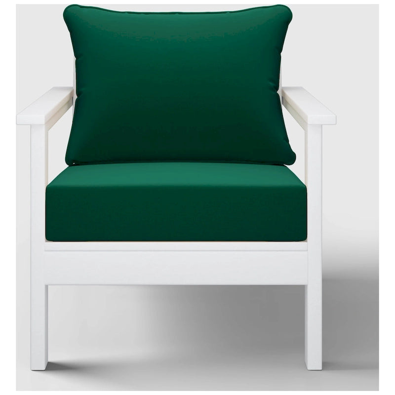 Polytrends Birchwood Fauteuil club d'extérieur profond toutes saisons en PEHD blanc avec coussins (1 pièce)