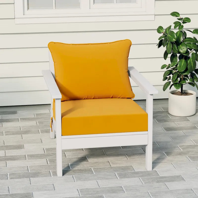 Polytrends Birchwood Fauteuil club d'extérieur profond toutes saisons en PEHD blanc avec coussins (1 pièce)