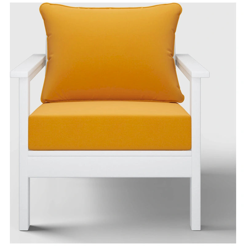 Polytrends Birchwood Fauteuil club d'extérieur profond toutes saisons en PEHD blanc avec coussins (1 pièce)