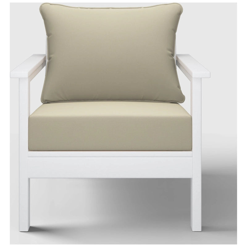 Polytrends Birchwood Fauteuil club d'extérieur profond toutes saisons en PEHD blanc avec coussins (1 pièce)