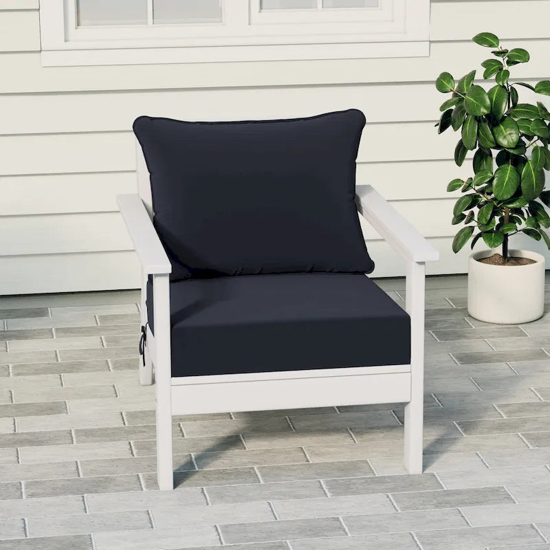 Polytrends Birchwood Fauteuil club d'extérieur profond toutes saisons en PEHD blanc avec coussins (1 pièce)