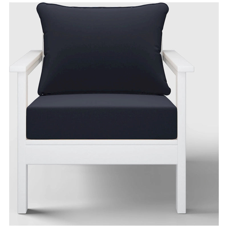 Polytrends Birchwood Fauteuil club d'extérieur profond toutes saisons en PEHD blanc avec coussins (1 pièce)