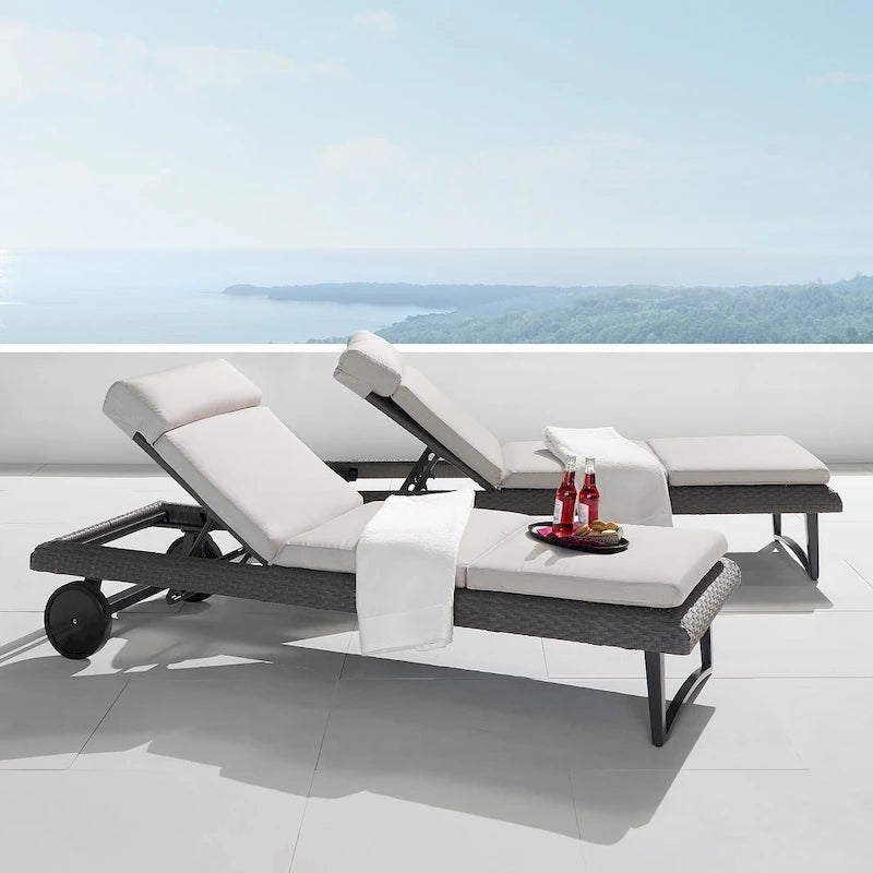 Vistano 2 Piece Sunbrella Outdoor Patio Chaise Lounges - Gray
