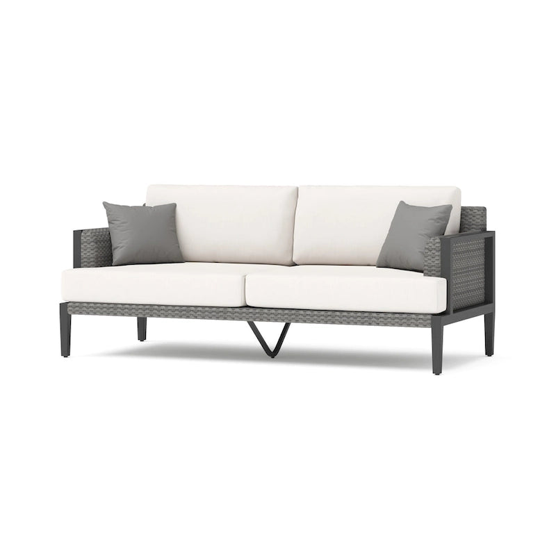 Vistano Ensemble de salon de jardin extérieur 4 pièces Sunbrella avec foyer - Gris