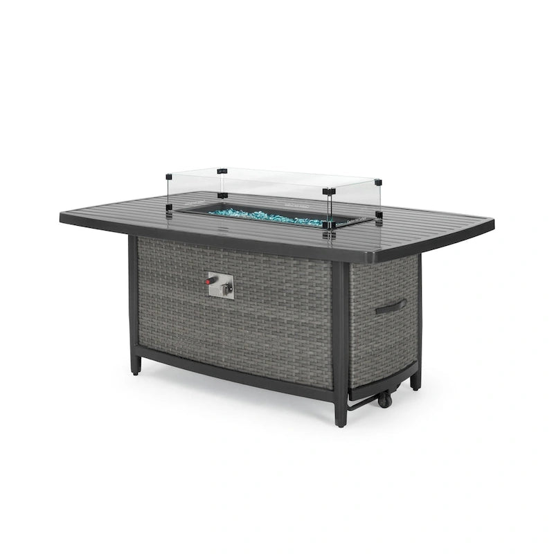 Vistano Ensemble de salon de jardin extérieur 4 pièces Sunbrella avec foyer - Gris