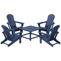 Polytrends Laguna – Ensemble de conversation d’extérieur 5 pièces avec chaises Adirondack et table basse carrée