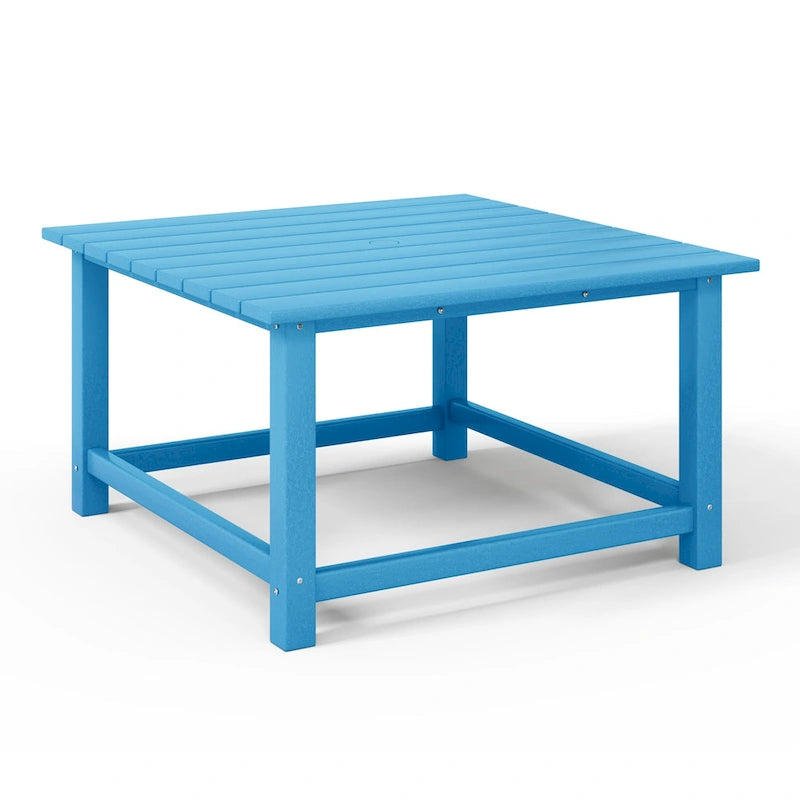 Polytrends Laguna – Ensemble de conversation d’extérieur 5 pièces avec chaises Adirondack et table basse carrée