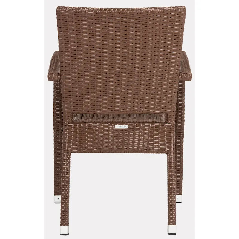 SAFAVIEH Kelda Chaise empilable marron avec accoudoirs (lot de 2) - 22L x 23P x 34H