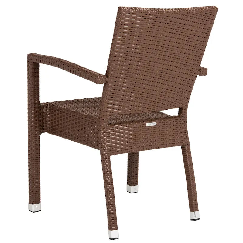 SAFAVIEH Kelda Chaise empilable marron avec accoudoirs (lot de 2) - 22L x 23P x 34H