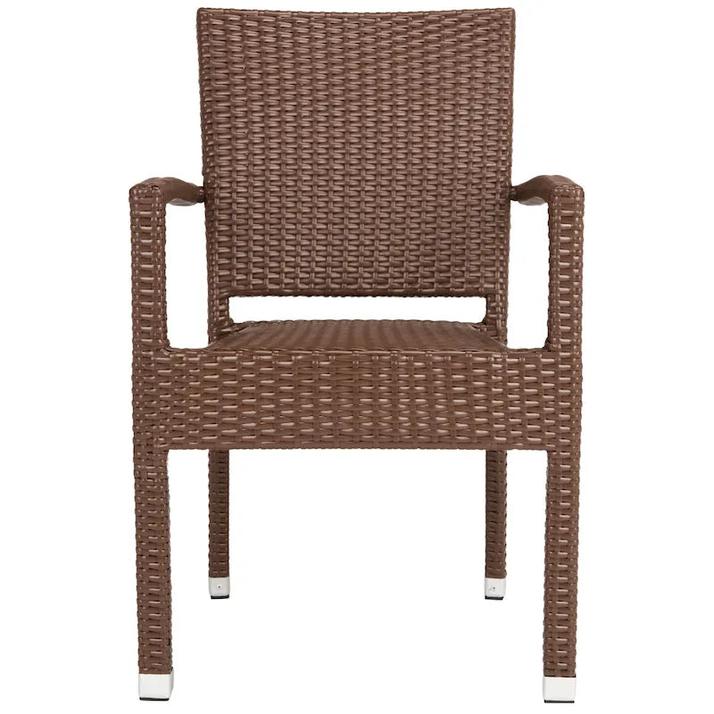 SAFAVIEH Kelda Chaise empilable marron avec accoudoirs (lot de 2) - 22L x 23P x 34H