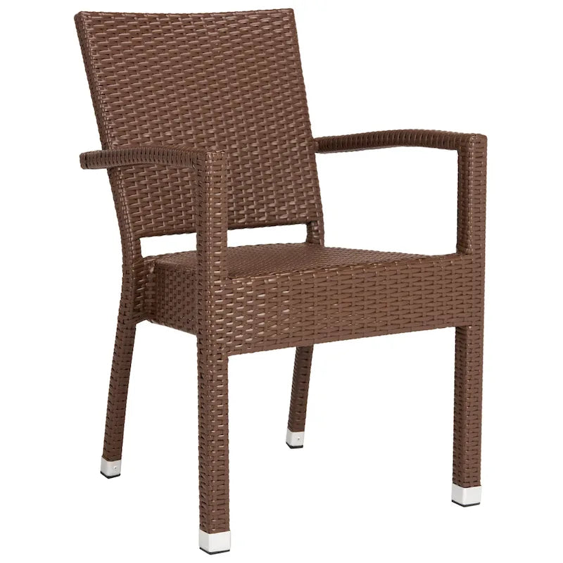 SAFAVIEH Kelda Chaise empilable marron avec accoudoirs (lot de 2) - 22L x 23P x 34H
