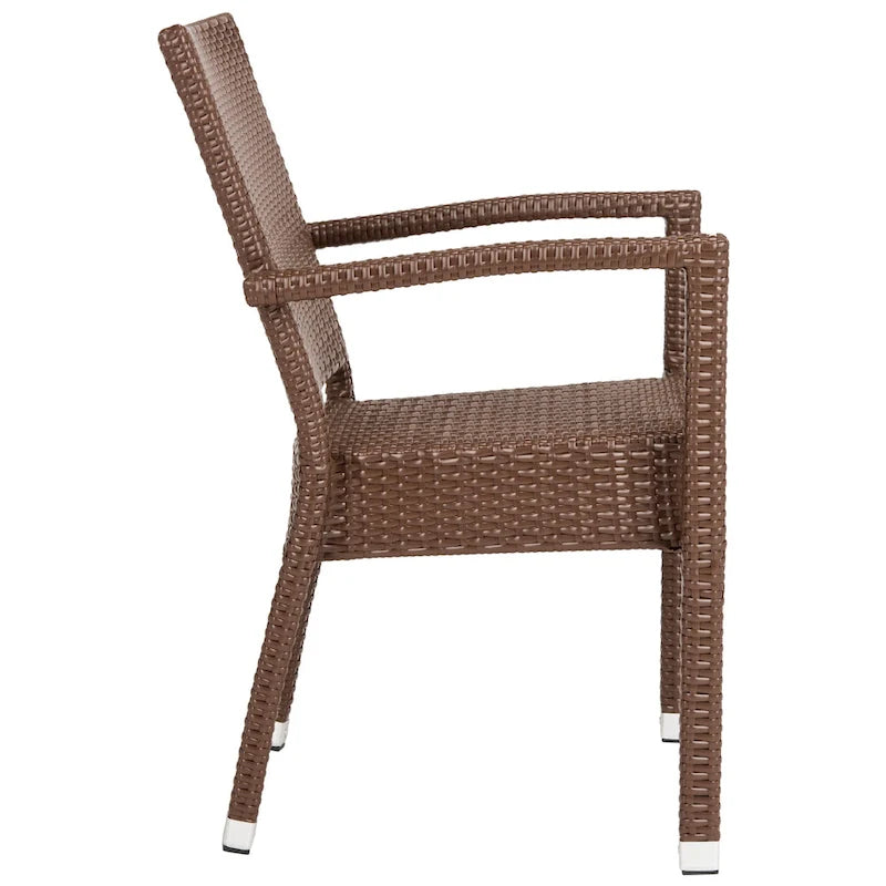 SAFAVIEH Kelda Chaise empilable marron avec accoudoirs (lot de 2) - 22L x 23P x 34H