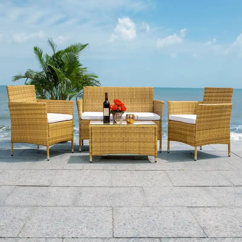 SAFAVIEH Outdoor Bandele 4-Piece Conversation Patio Set - 41W x 23D x 31H