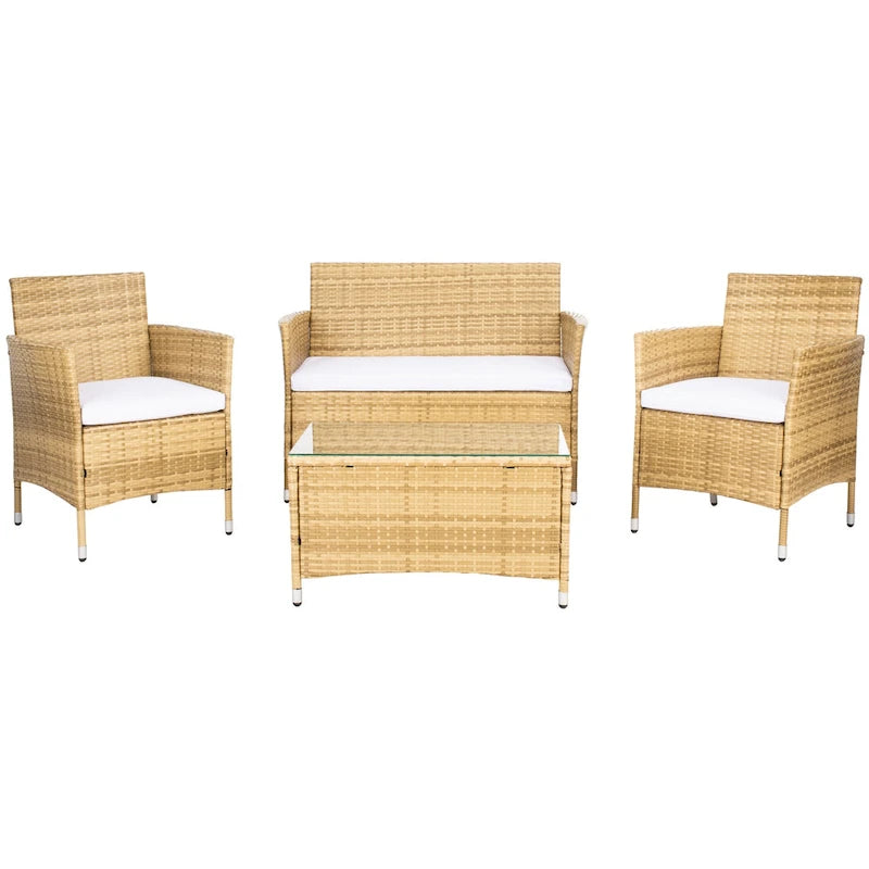 SAFAVIEH Ensemble de conversation de patio 4 pièces Bandele pour l'extérieur - 41W x 23D x 31H