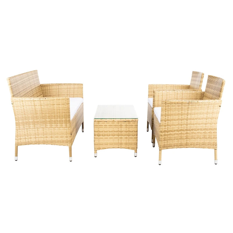 SAFAVIEH Ensemble de conversation de patio 4 pièces Bandele pour l'extérieur - 41W x 23D x 31H