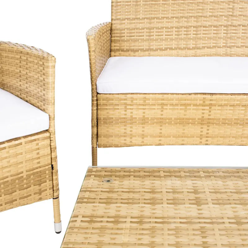 SAFAVIEH Ensemble de conversation de patio 4 pièces Bandele pour l'extérieur - 41W x 23D x 31H