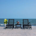 SAFAVIEH Chantelle Outdoor Solid Wood Chaise Lounge Chair and Stool Set of 2 (Includes End Table) - 27W x 35D x 33H
