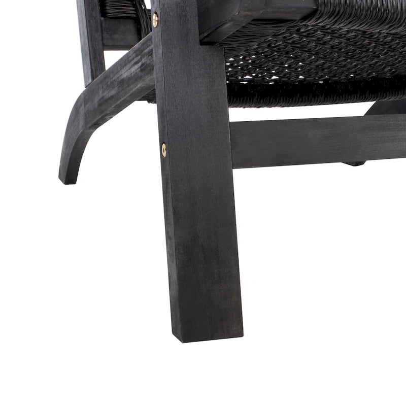 Chaise longue et tabouret d'extérieur en bois massif SAFAVIEH Chantelle, ensemble de 2 (inclut une table d'appoint) - 27L x 35P x 33H
