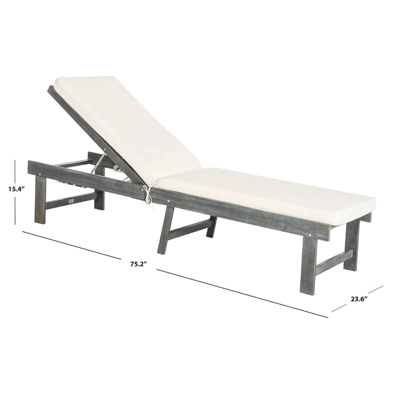 SAFAVIEH Outdoor Living Inglewood, chaise longue gris cendré/beige - 24 larg. x 75 prof. x 15 haut.