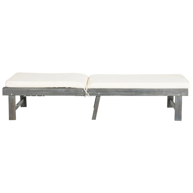 SAFAVIEH Outdoor Living Inglewood, chaise longue gris cendré/beige - 24 larg. x 75 prof. x 15 haut.