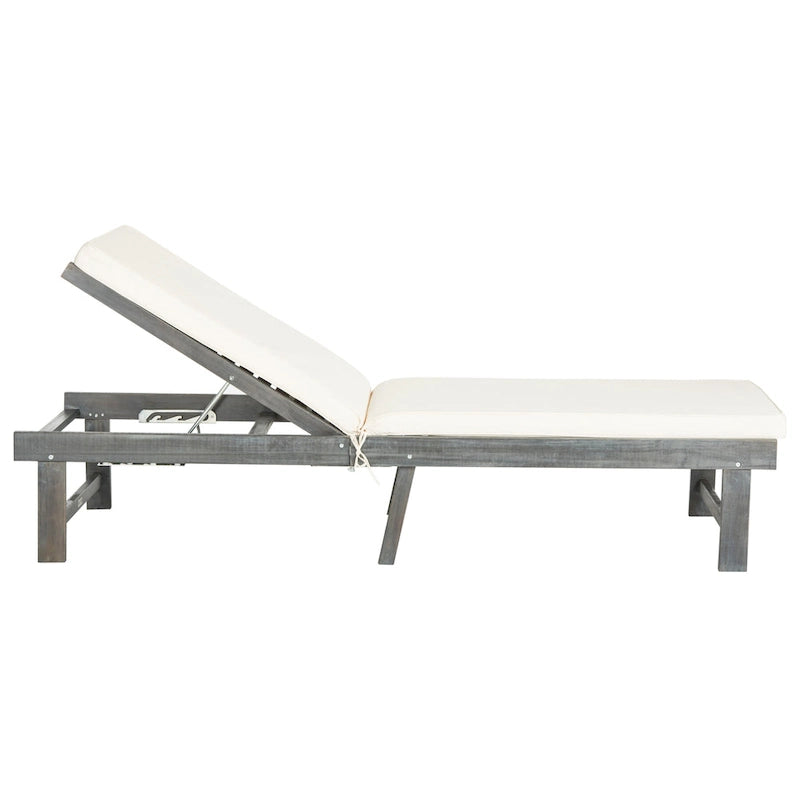 SAFAVIEH Outdoor Living Inglewood, chaise longue gris cendré/beige - 24 larg. x 75 prof. x 15 haut.