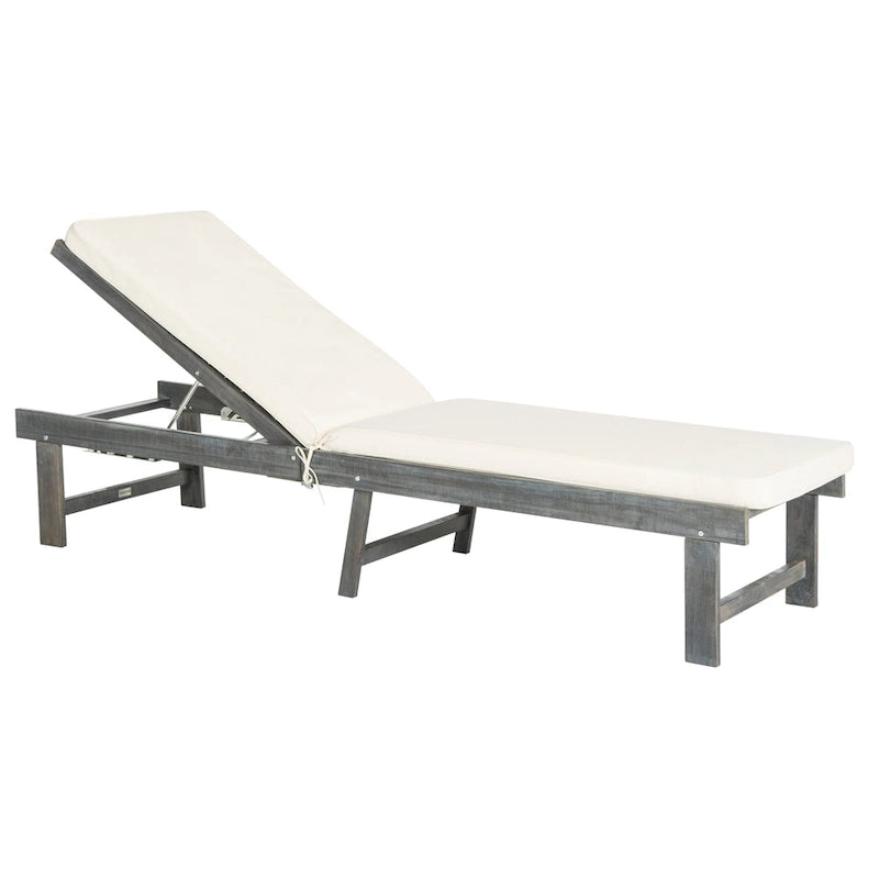 SAFAVIEH Outdoor Living Inglewood, chaise longue gris cendré/beige - 24 larg. x 75 prof. x 15 haut.