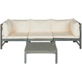 SAFAVIEH Outdoor Living Lynwood Modular Ash Grey Acacia Wood 4-piece Beige Cushion Sectional Set - 27W x 27D x 27H