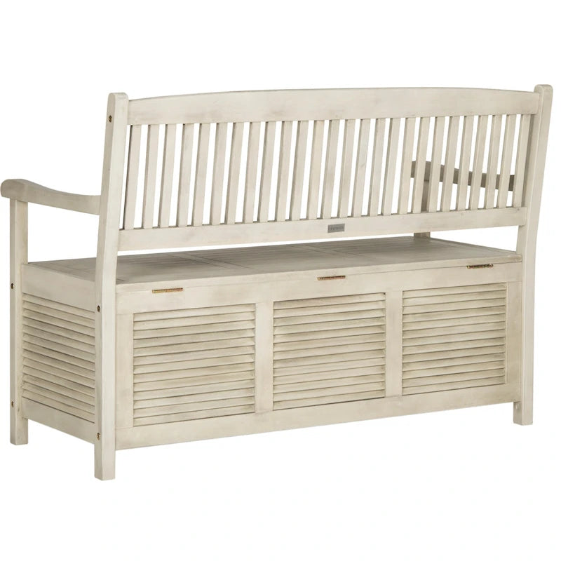 Banc de rangement d'extérieur SAFAVIEH Brisbane en bois massif vieilli – 50 l x 24 P x 35 H