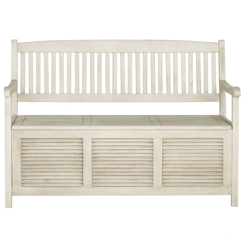 Banc de rangement d'extérieur SAFAVIEH Brisbane en bois massif vieilli – 50 l x 24 P x 35 H