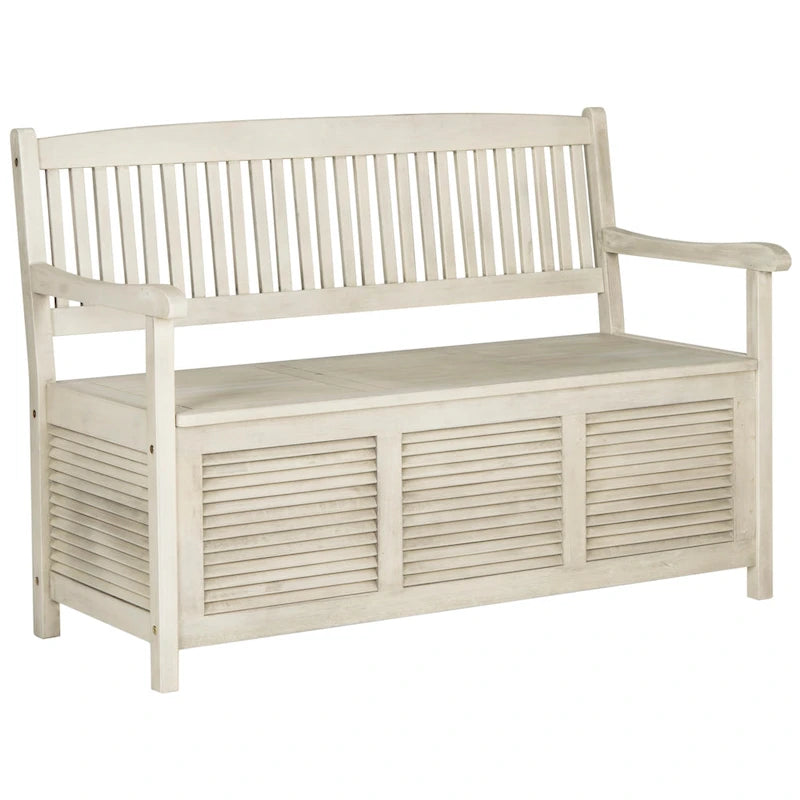 Banc de rangement d'extérieur SAFAVIEH Brisbane en bois massif vieilli – 50 l x 24 P x 35 H