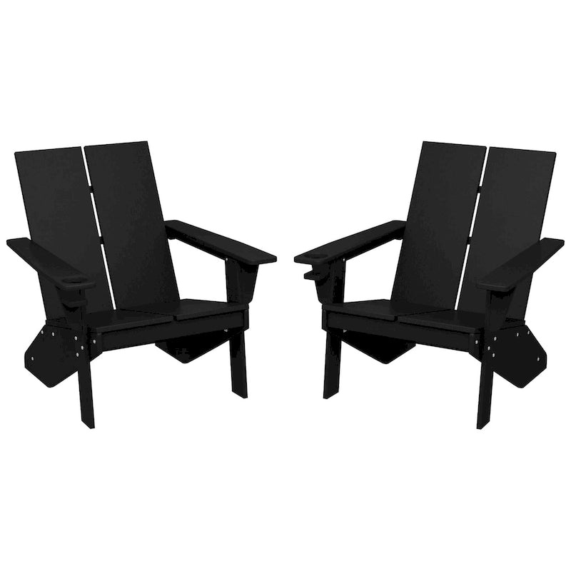 Chaise Adirondack moderne Polytrends Coastin en polymère (lot de 2), noire